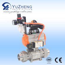 3PC Ball Valve with Union End with Pneumatic Actuator